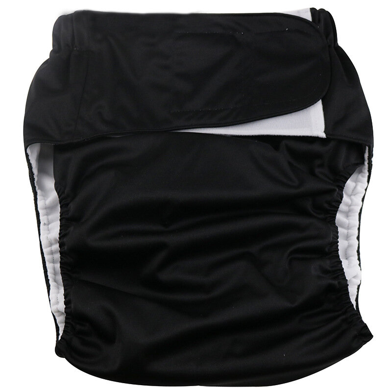 Pañal de tela negro para adultos, talla grande, lavable, incontinencia, reutilizable, se puede insertar la almohadilla para pañales
