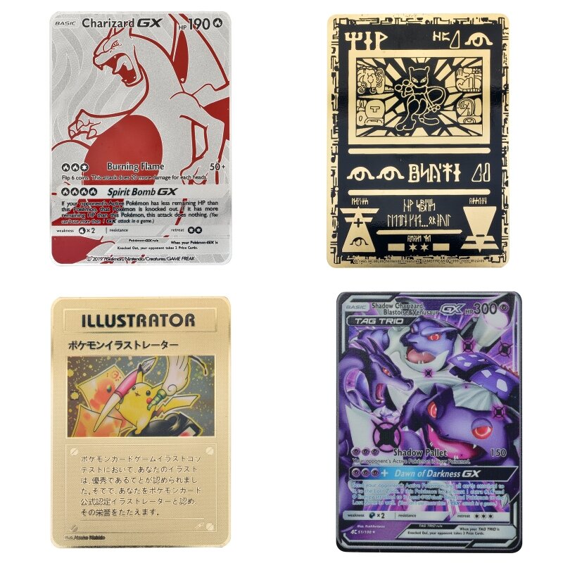 Colección de juego de batalla de Pokémon para niños, 20 estilos, tarjeta de oro duro, Pikachu, Mew, Charizard, Anime, regalo, diferentes colores