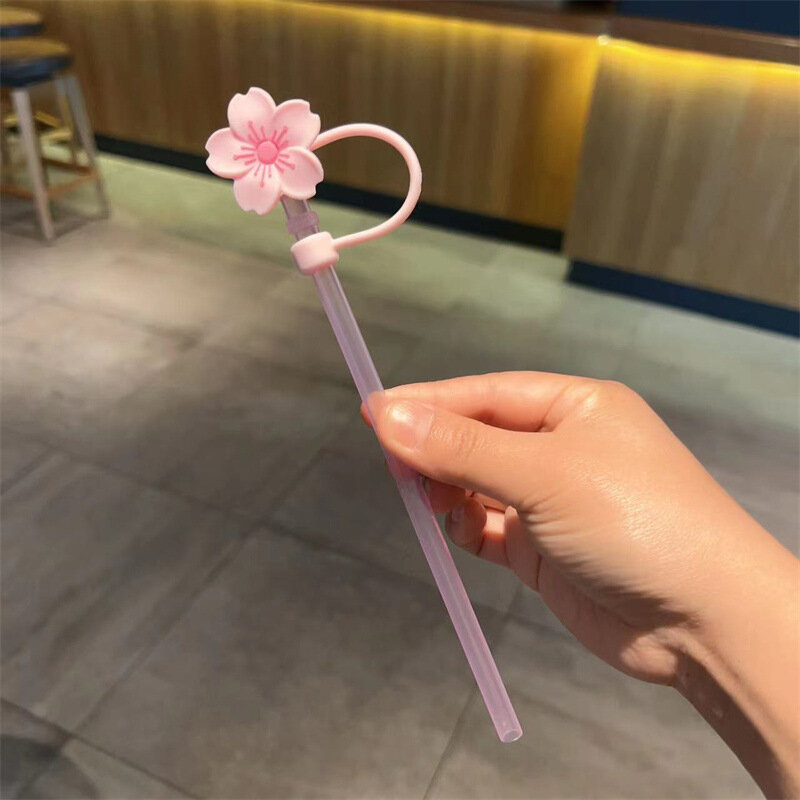 Kawaii Cherry Straw Cover Dust Cap Silicone Cute Straw Toppers For Tumbler Drinking Charm Decoration Cover For 8mm Straws 1 PC