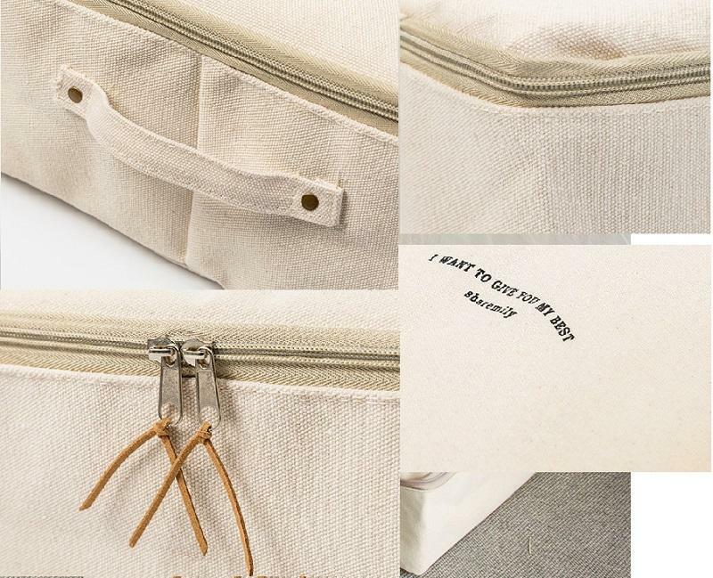 Dust-Proof Moisture-Proof Folding Fabric Storage Box With Steel Frame Customized Logo Zipper Fabric Storage Box