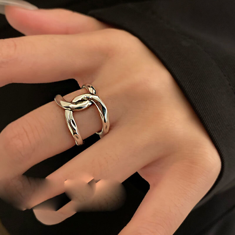 Женское кольцо ручной работы из серебра 925 пробы с геометрическим рисунком