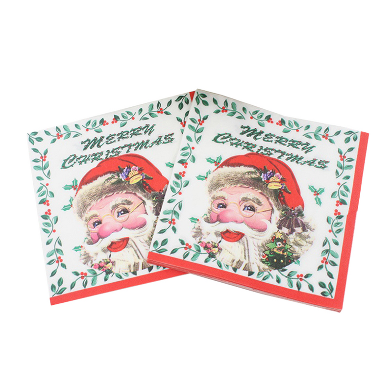 20PCS Christmas Dinner Vintage Decoupage Napkinss Christmas Assorted Santa Claus Pattern Tissue Dinner Napkins Birthday