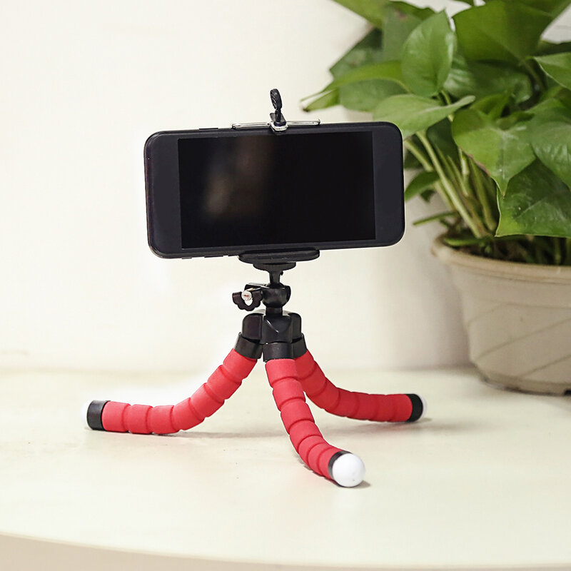 คุณภาพสูงขาตั้งกล้องมือถือแบบยืดหยุ่นขนาดเล็กฟองน้ำปลาหมึกขาตั้งกล้องสามขาสำหรับ iPhone Mini ผู้ถือกล้องที่มีคลิป