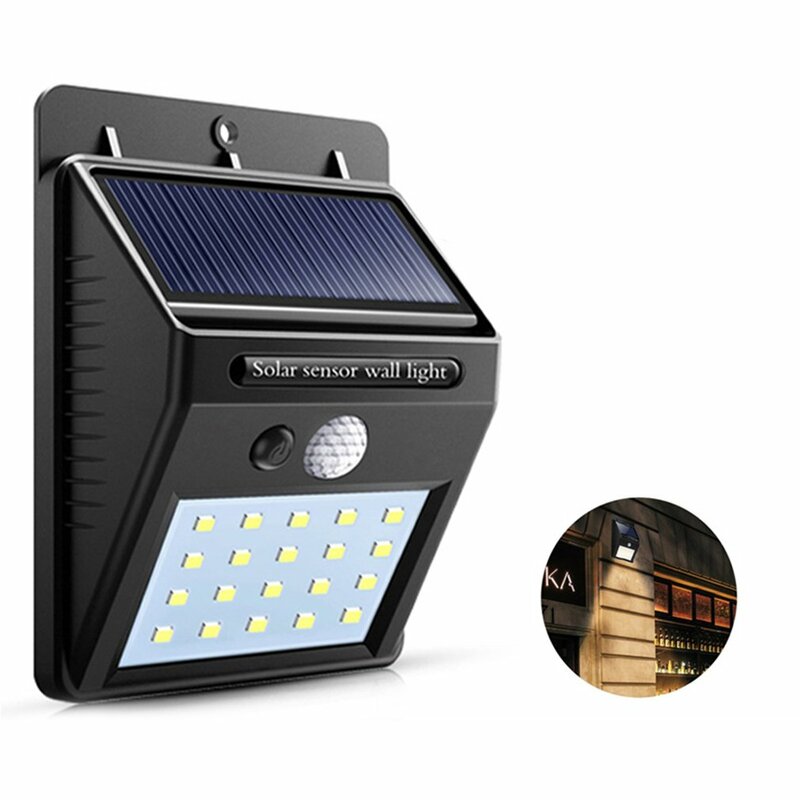 20 LED Solar Light Outdoor PIR Motion Sensor Luzes Solar Wall Light Impermeável Emergência Led Light Street Garden Porch Lamp