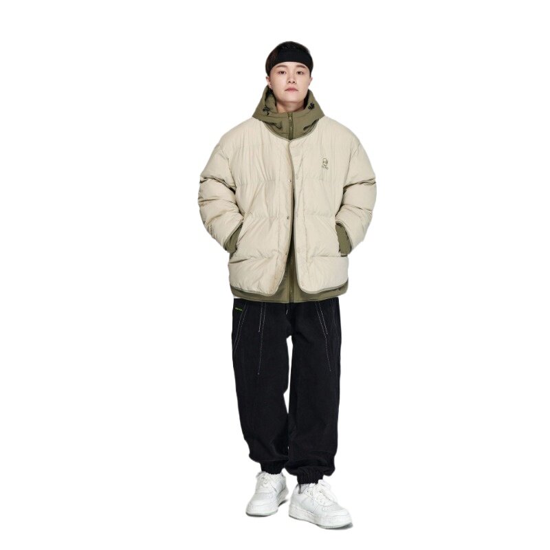 American Fashion Brand Retro Parkas Fake Two-piece Hooded Work Clothes Cotton Jacket Winter Thickened Warm Coat Men Clothing