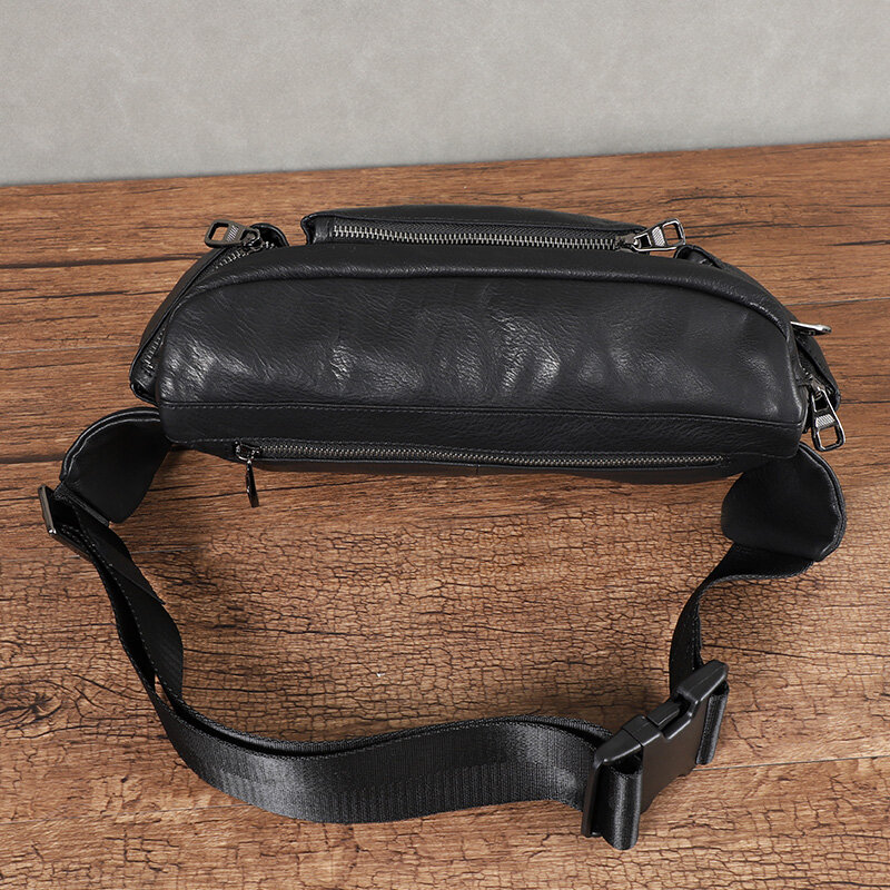 Original Leather Waist Pack Men Chest Bags Multifunction Men's Bag Shoulder Bags Genuine Leather Male Cross Body Waist Bag