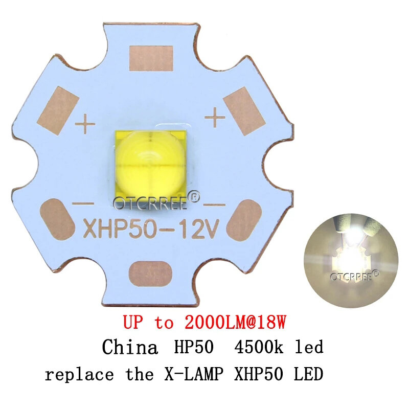 중국 XHP50 LED 비즈 교체 콜드 화이트 6500k 중립 화이트 4500K LED 이미터, 16mm 20mm 구리 PCB, XHP50, 6V, 12V, 1-10 개
