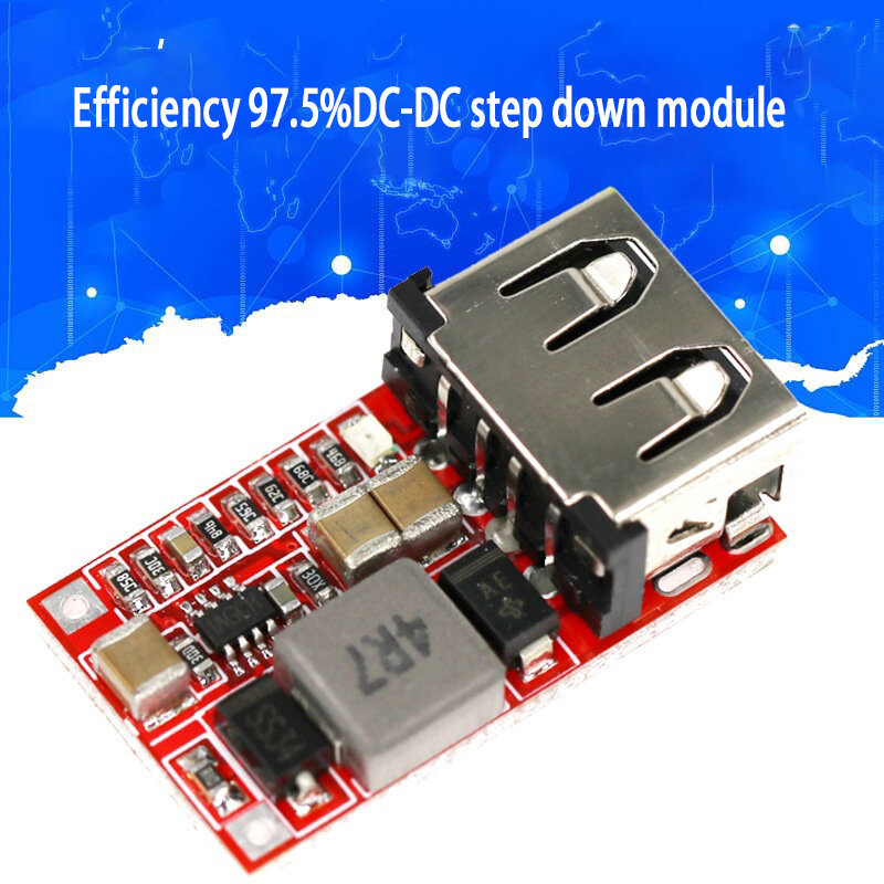 효율 97.5% DC-DC 스텝 다운 모듈 6-24V12V24V to 5V3A 자동차 탑재 USB 휴대 전화 충전기