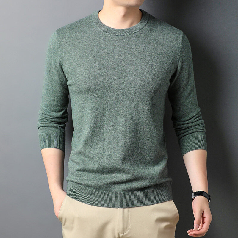 MRMT 남성용 얇은 모직 스웨터, 라운드 넥, 남성 패션, 기본 단색 스웨터, 2024 브랜드, 신제품