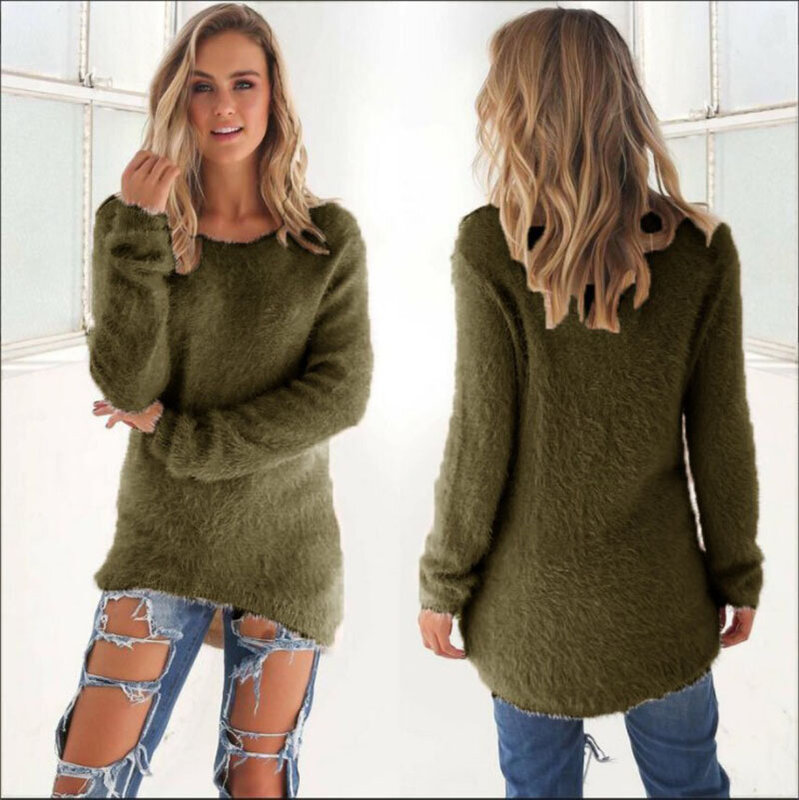 2023 new Women's woman Sweaters Jumpers Clothing Autumn and Winter Fashion Solid Color Long Sleeve Women's Sweater Top Pullovers