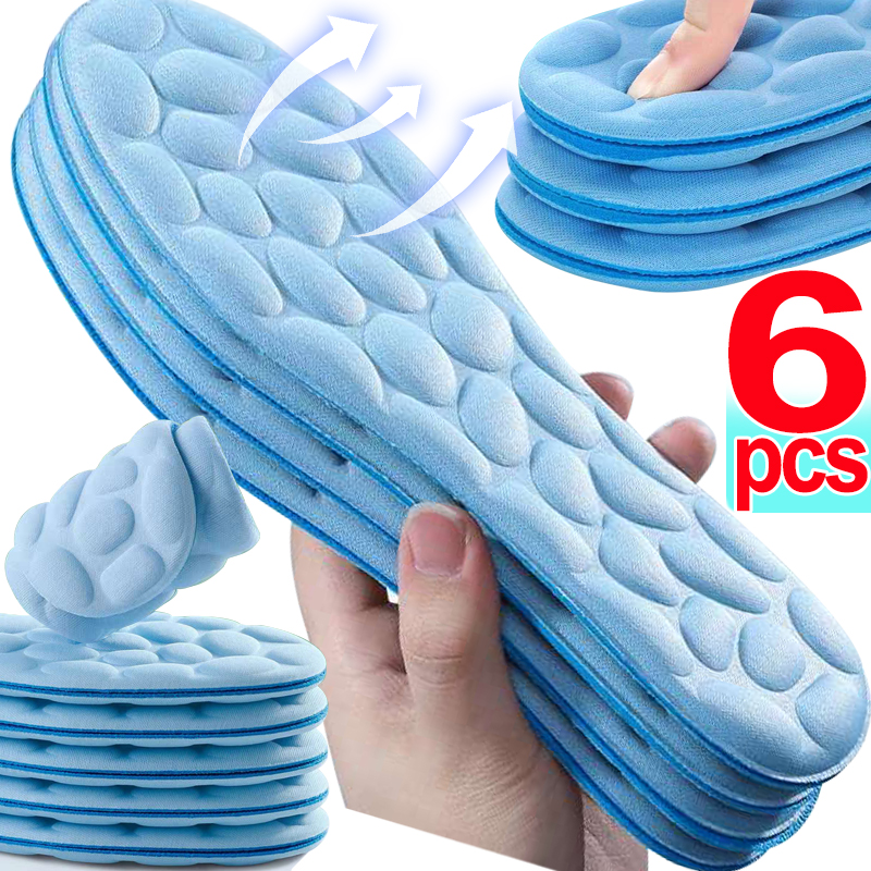 Solette ortopediche in Memory Foam 4D morbida deodorizzazione antibatterica inserto per l'assorbimento del sudore sport Running Cobble Cushion Pads