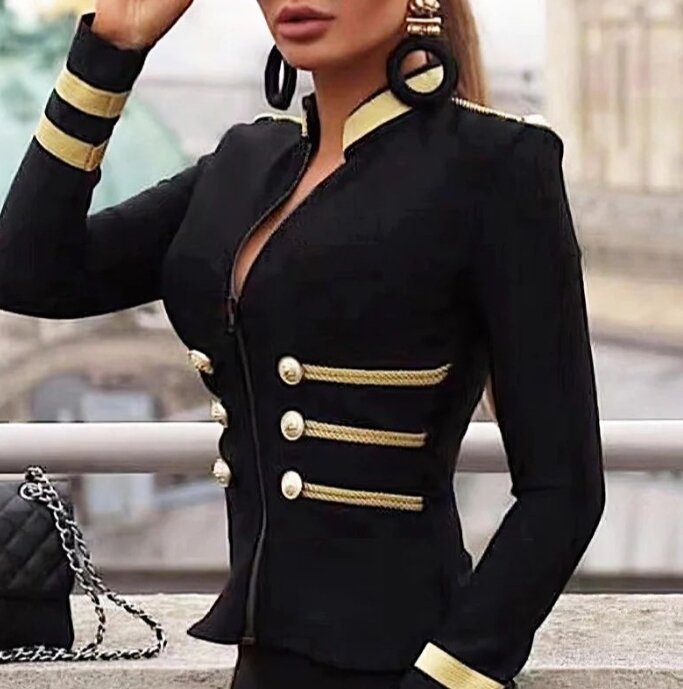 Veste britannique mince noire pour femme, manteau à manches longues, col polo, mode féminine, tempérament, vêtements d'hiver, nouveau