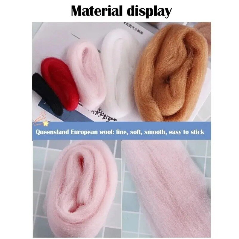 DIY Mouse Wool Felting Toy Doll Poked Needle Kit Package Wool Kits Non-Finished Handmade Material Bag Felt Toy Party Gift