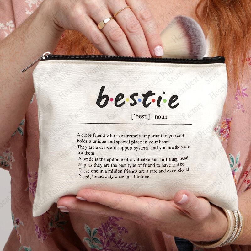 Bestie 프린트 메이크업 가방, 여성용 최고의 선물, 여행 립스틱 가방, 여성용 화장품 가방, 친구를 위한 크리스마스 선물