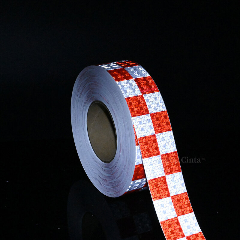 2''X33Ft Reflective Hazard Tape Checkered Reflective Sticker Caution Warning Tapes Black Yellow Square Type For Bicyce Truck Car