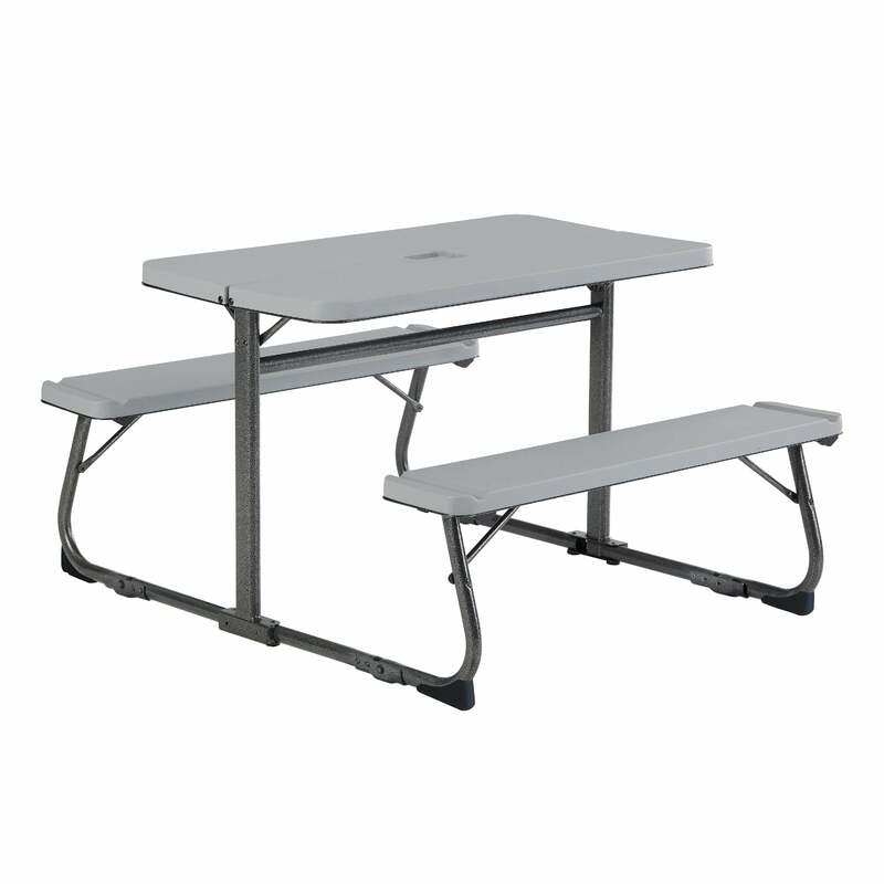طاولة أنشطة للأطفال مع سطح نسيج رمادي ، فولاذ وبلاستيك ، 33.11 بوصة × 40.94 بوصة × 21.85 بوصة