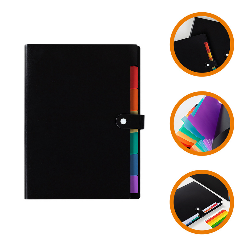 A4 Folder Small File Wallet Receipt Folder Accordion Folder 7-layer 13-layer File Case Waterproof with Self-adhesive Index Tabs