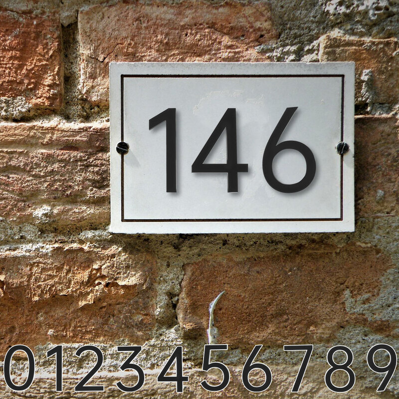 Números de dirección autoadhesivos de casa, números de buzón de acrílico, números de casa negros, números de dirección modernos, 0 a 9, 10 piezas