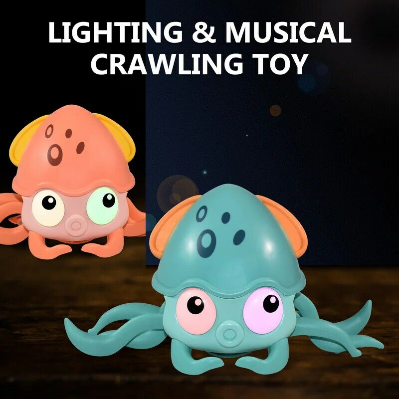 Детский индукционный бегущий краб, игрушка-Осьминог для ползания, электронные питомцы, музыкальные игрушки, развивающая движущаяся игрушка для малышей, рождественский подарок