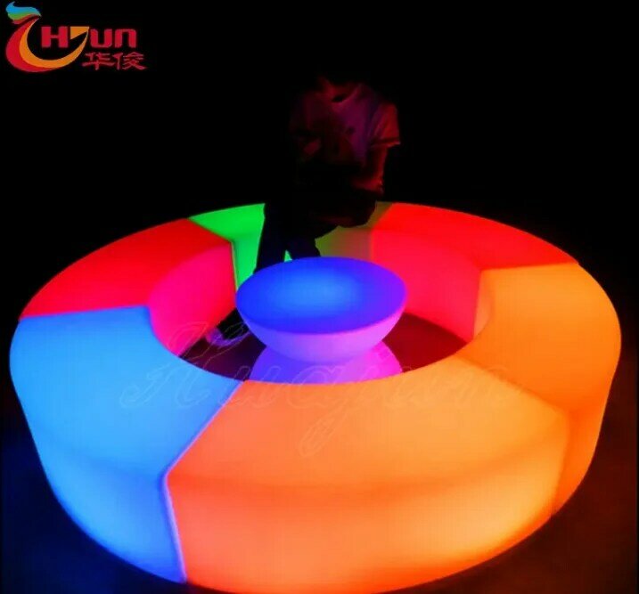 Trending Products#Popular Stool LED Glowing Chair Bar Curved Sofa Stool Suit Waterproof PE Plastic Furniture(6 Sectional Parts)