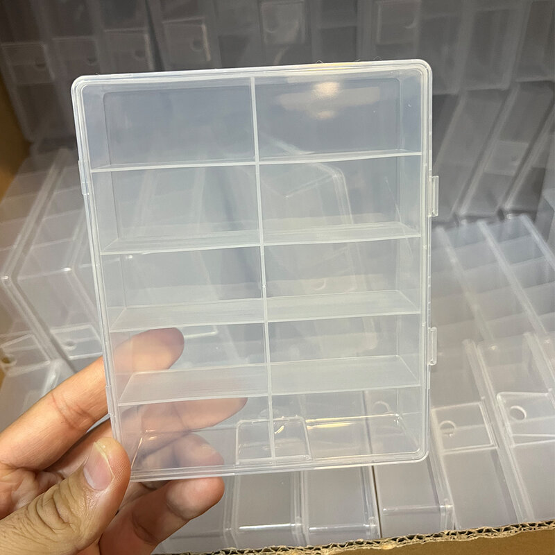10 griglie trasparenti fogli per unghie vuoti scatola di immagazzinaggio gioielli in plastica perline gemme strass False Nail Art Tips Box Case Organizer