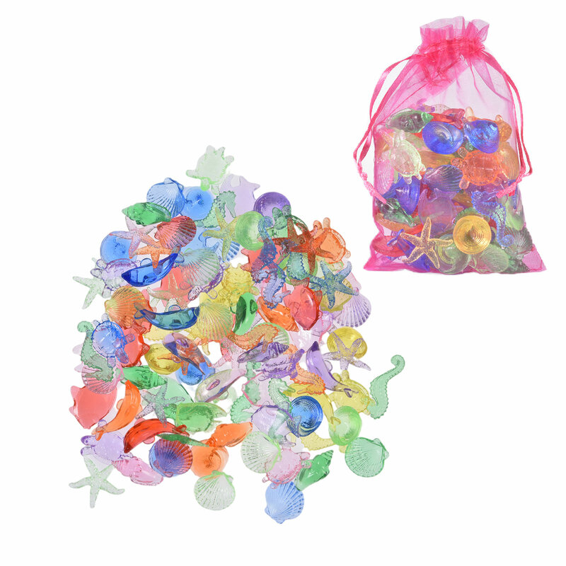 Przezroczysty akrylowy klejnot 100 sztuk kolorowe zwierzęta morskie zestaw basen wystrój lato pływanie nurkowanie zabawki dzieci klejnoty kryształ eksploruj zabawki