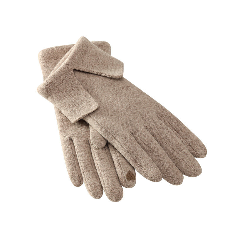 Gants de Sport d'hiver pour femmes, couleur unie, cyclisme, chaud, poignet en laine de cachemire, peluche épaisse, pour écran tactile, P21
