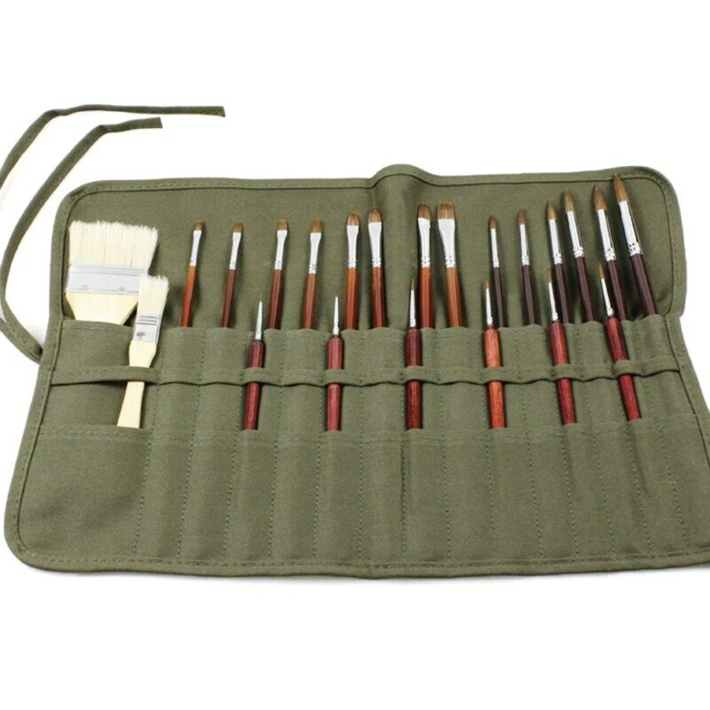 30 Holes Paint Brush Bag Convenient Roll Up Canvas Paint Brush for Case Watercolor Oil Paint Brushes Holder Gift for Art