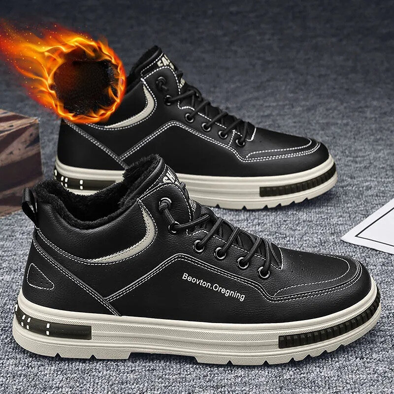Zapatos planos vulcanizados de felpa para Hombre, Zapatillas ligeras y transpirables con cordones, para caminar, 2023