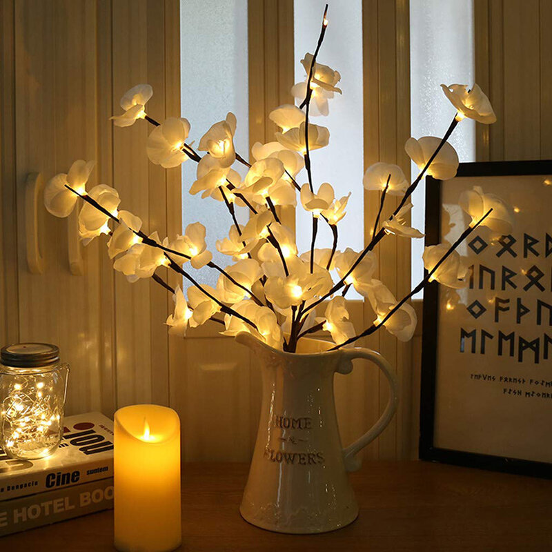 Guirlande lumineuse artificielle à Led, orchidée, brindille Flexible, lumières féeriques de noël, pour Vase, décoration de salle de maison et de mariage