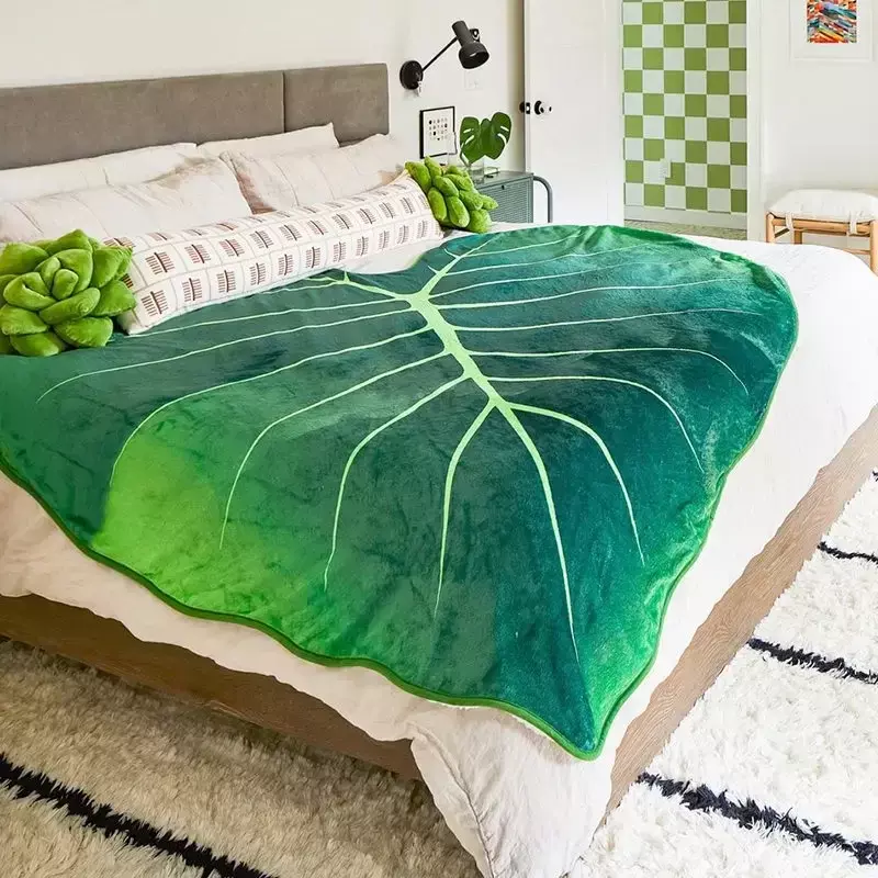 Super miękki gigantyczny liść koc na łóźko Sofa Gloriosum roślin koc Home Decor rzuca ciepła kanapa ręcznik Cobertor Christmas Gift 담요 요