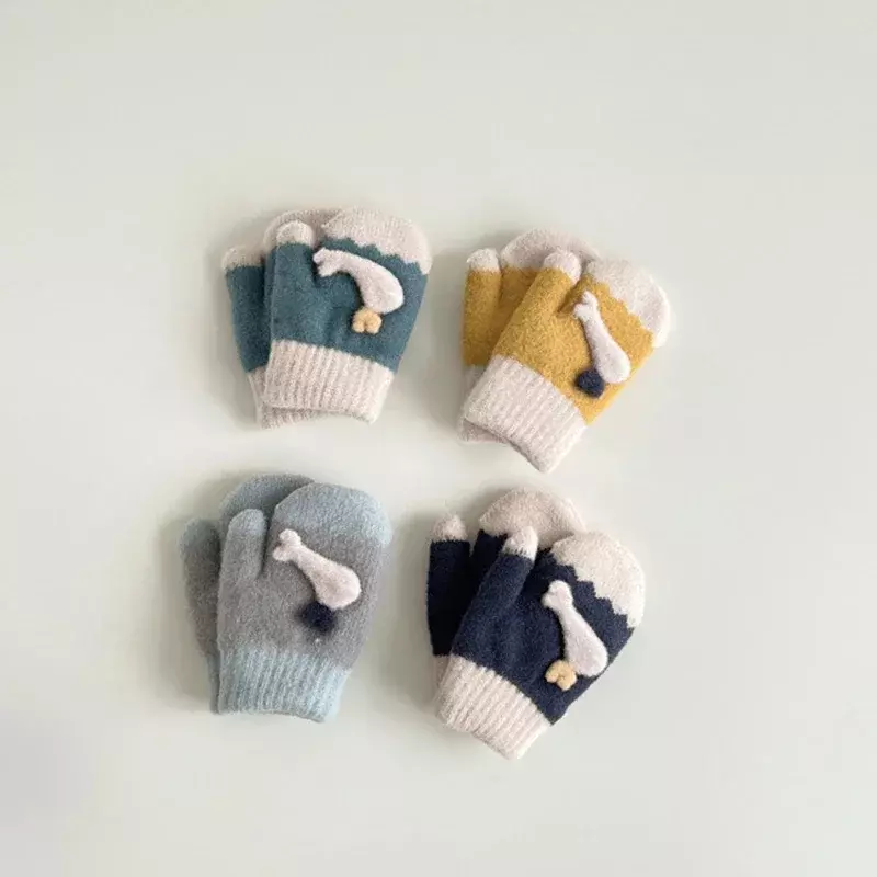 Осенне-зимние плотные плюшевые перчатки, милые детские варежки, детские перчатки с Китом из мультфильма для малышей, мальчиков, девочек, детские теплые перчатки