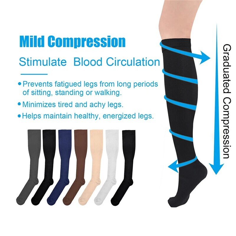 Calcetines de compresión para hombre y mujer, medias de 20-30mm Hg para enfermería, ciclismo, promoción de circulación sanguínea, adelgazamiento