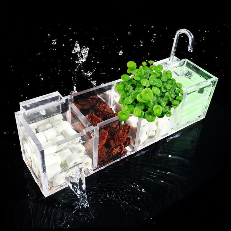 3-in-1 scatole filtranti per acquari acrilico trasparente esterno appeso depuratore d'acqua forniture Creative per acquari