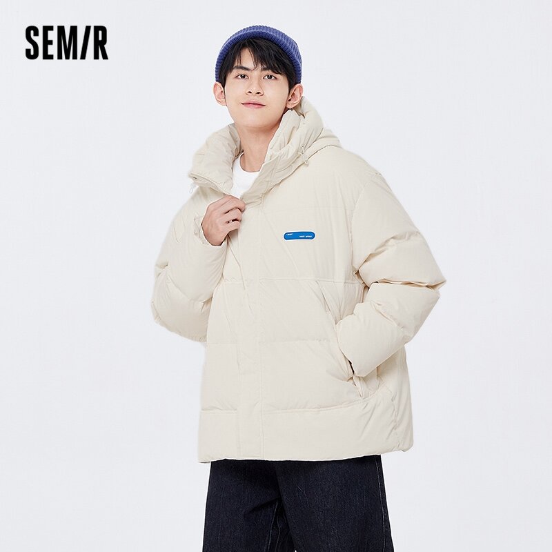 Пуховик Semir Мужской Свободного Покроя, теплая и удобная куртка на шнуровке, с капюшоном, модный студенческий стиль, зима 2022