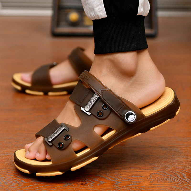 Sandálias Peep Toe antiderrapantes duráveis para homens, chinelos de praia ao ar livre, calçados casuais, verão, novos
