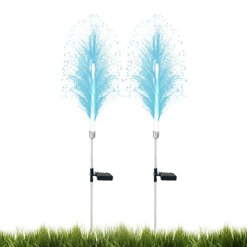 2 Stuks Glasvezel Verlichting Tuin Zonne-Energie Verlichting Waterdichte Tuin Kleur Veranderende Lamp Met Afstandsbediening Voor Tuin Patio Pad Decoraties