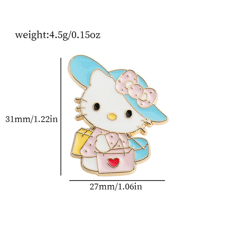 Sanrio Hello Kitty Brooch Cartoon Anime Action Figures  Kuromi Brooch Enamel Jewelry Pins Children Birthday Gift for friend