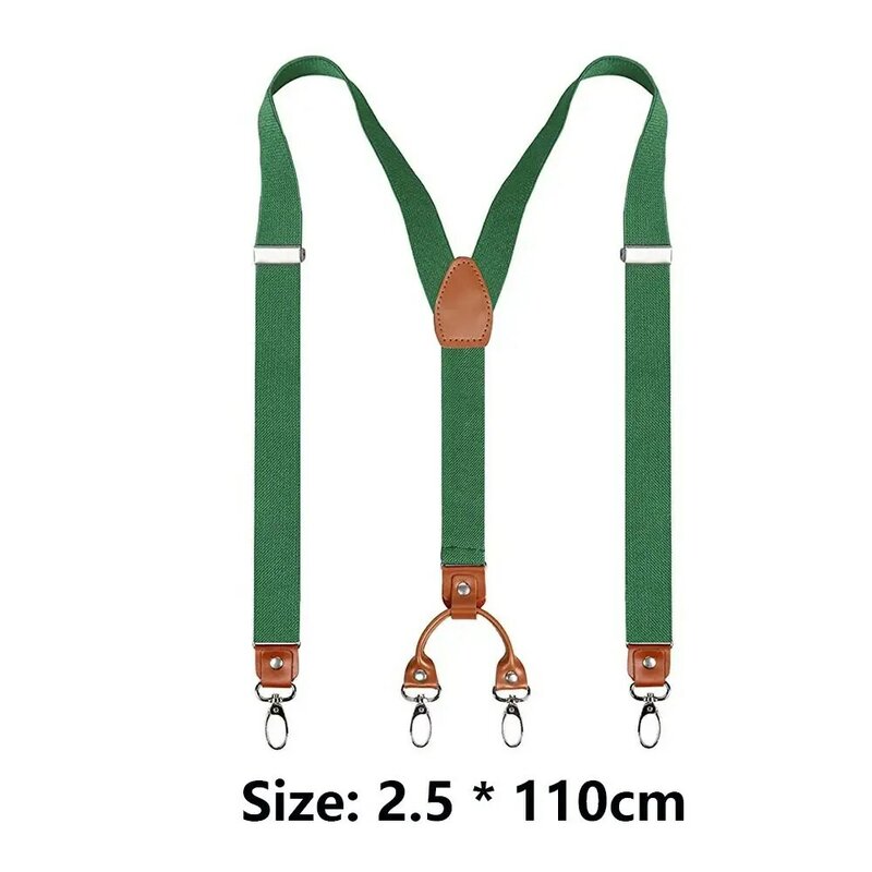 Bretelles réglables en cuir de vachette, bretelles élastiques en forme de Y, bretelles décontractées pour mariage, clip de sangle, 4 crochets, largeur de 2.5cm