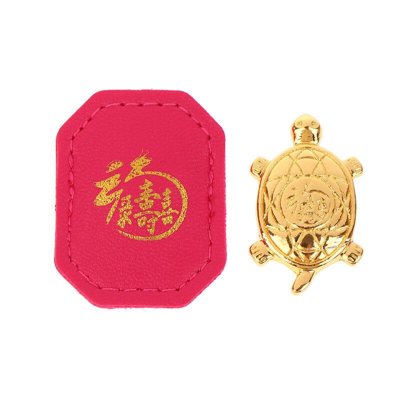 Feng Shui goldene Schildkröte Geld Glück Glück Reichtum chinesische goldene Frosch Münze für Wohnkultur Tischplatte Ornament Glücks geschenk mit Tasche