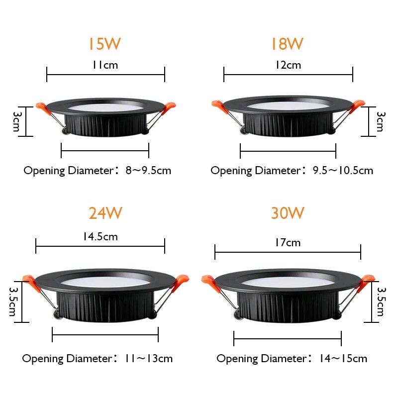 Downlight LED ultradelgado integrado, lámpara de techo de 30W, AC220V, luz neutra, 5W, 9W, 18W, 24W, foco de iluminación interior