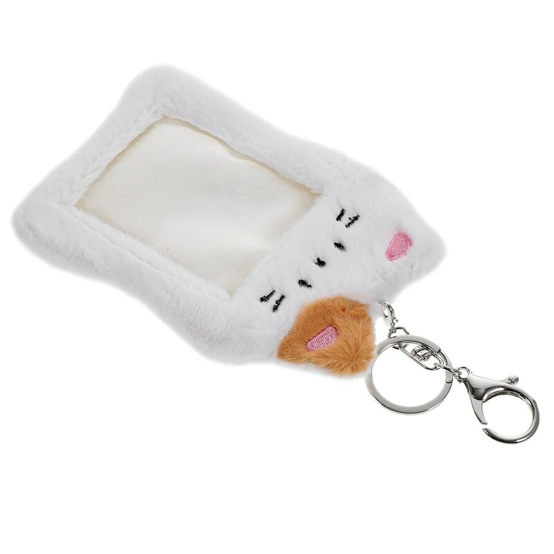 Photo Plush Card Holder Girl Lanyard Stuffed Animal Pendant Reusable Keychain