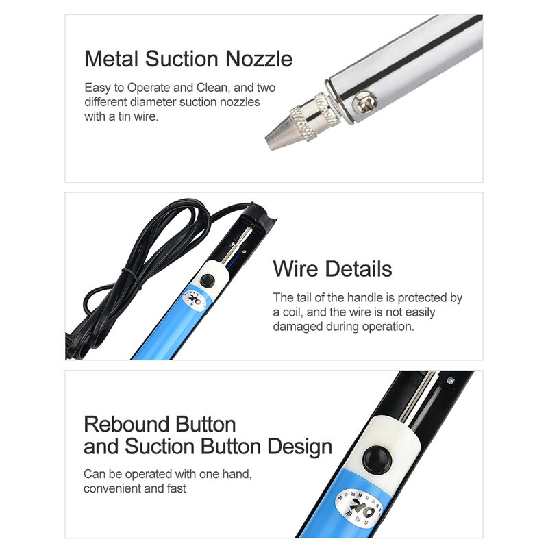 30W 2 In1 Handheld Elektrische Tin Zuignap Pen Desoldeerpomp Soldeergereedschap Ac Eu/220V, Us/110V 50Hz
