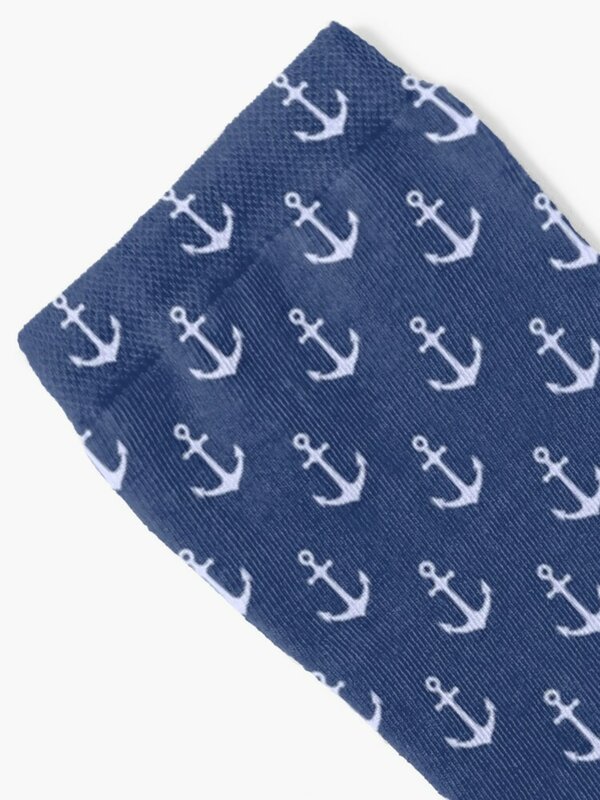 Blue Nautical Anchor Pattern Socks Stockings Non-slip Women's Socks Men's