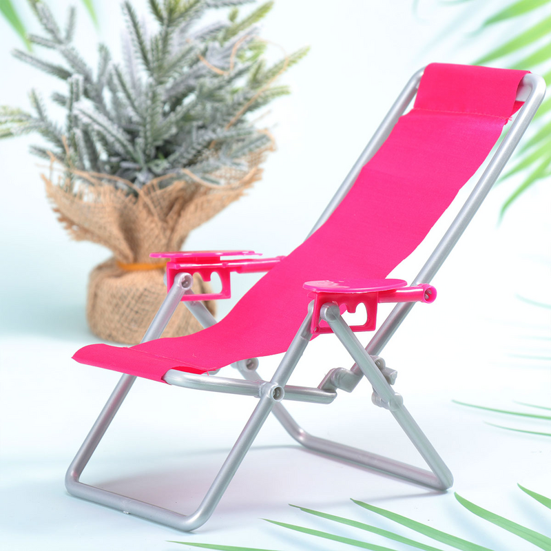 Folding Beach Chair for House, Deck Deitado, Cadeira Mini Simulação, Casa Modelo Acessórios, 2PCs