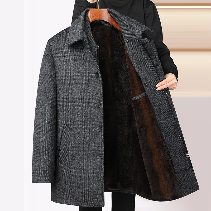 Новинка 2023, зимняя куртка, модное мужское шерстяное пальто, Мужской Повседневный шерстяной тренчкот, Мужская официальная куртка, Мужская объемная модель