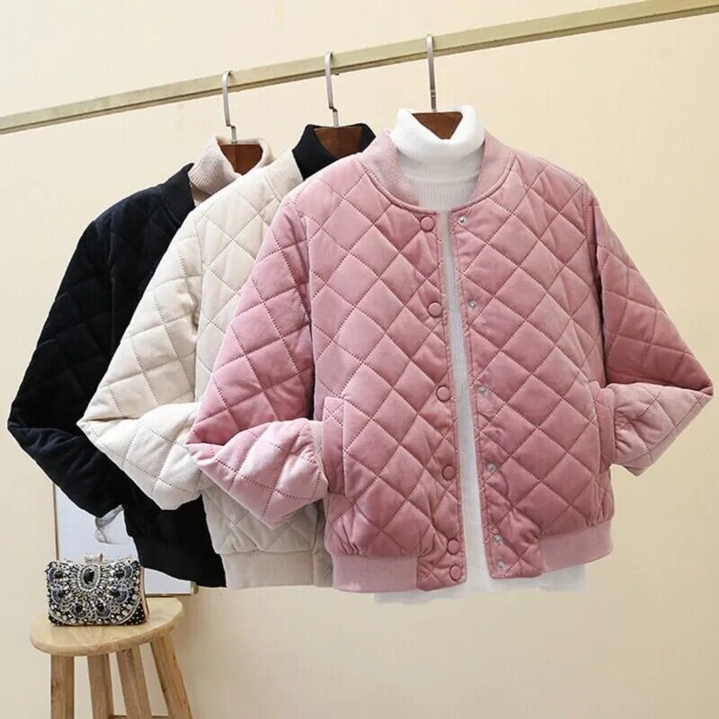 Winter Short Women's Pink Parka Leisure Down Cotton Jacket Korean Version Fashion Baseball Add Thick Female Black Tops Outcoat