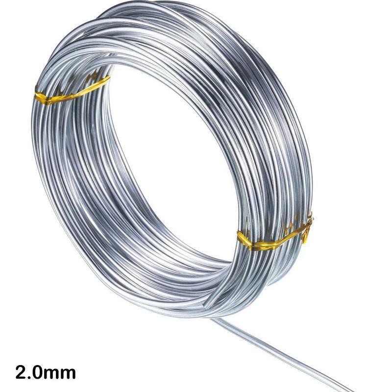 Alambre de aluminio Flexible para fabricación de joyas, alambre de Metal para hacer abalorios florales, Color plateado, 1mm, 1,5mm, 2mm, 10m/20m