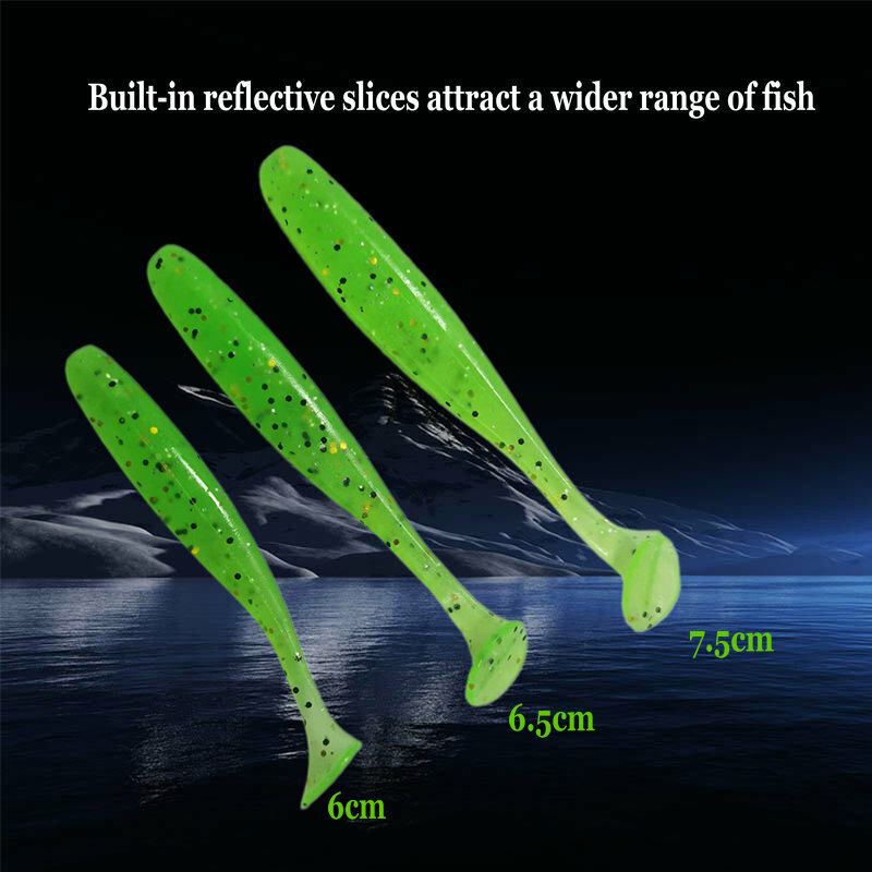 25pcs/box Soft Lures 6 7.5 8.5cm Silicone Wobbler Bait Shiny Smell Worm Swimbait Artificial YUQIAO Lures Bass Perch Fishing
