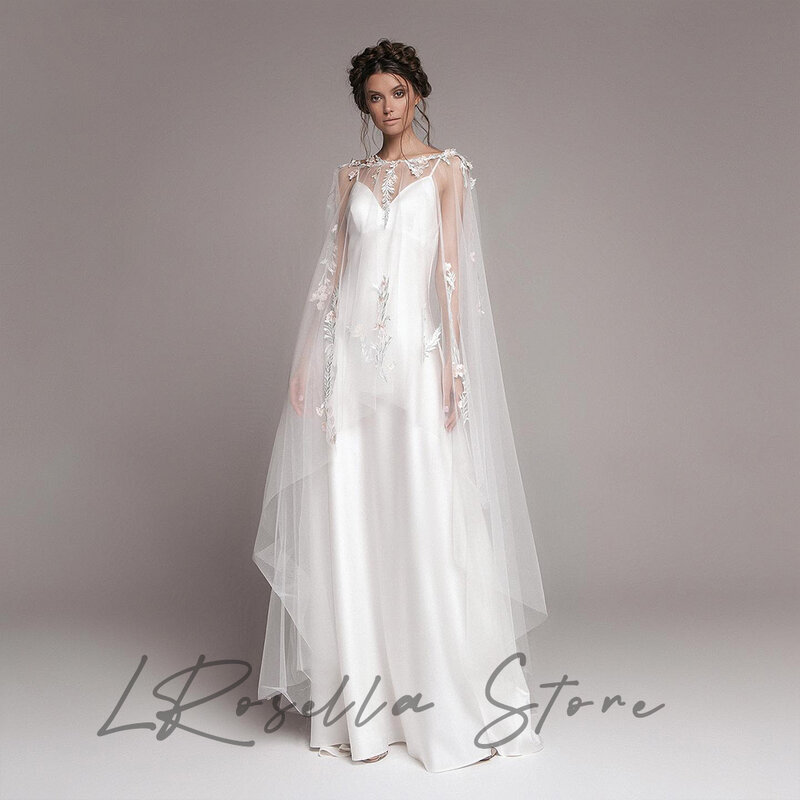 Vestido de novia Formal de gasa con flores de encaje para mujer, elegante vestido de novia de lujo, moda internacional, 2024